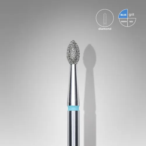 Diamond nail drill bit, pointed "bud" , blue, head diameter 2.5 mm/ working part 4.5 mm Staleks FA60B025/4.5