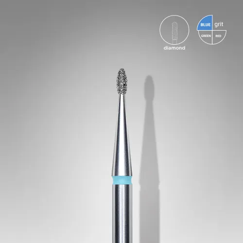 Diamond nail drill bit, rounded "bud" , blue, head diameter 1.2 mm/ working part 3 mm Staleks FA50B012/3