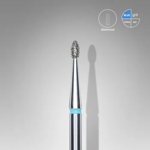 Diamond nail drill bit, rounded "bud" , blue, head diameter 1.6 mm/ working part 3.4 mm Staleks FA50B016/3.4