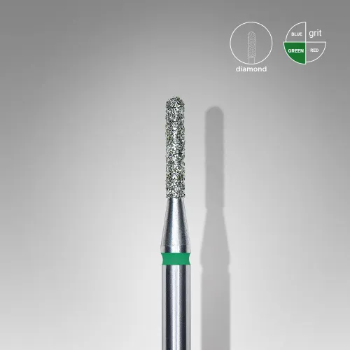 Diamond nail drill bit, rounded "cylinder", green, head diameter 1.4 mm/ working part 8 mm Staleks FA30G014/8