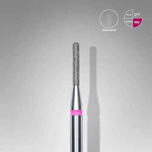 Diamond nail drill bit, rounded "cylinder", red, head diameter 1.4 mm/ working part 8 mm Staleks FA30R014/8
