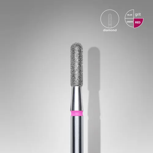 Diamond nail drill bit, rounded "cylinder", red, head diameter 2.3 mm/ working part 8 mm Staleks FA30R023/8