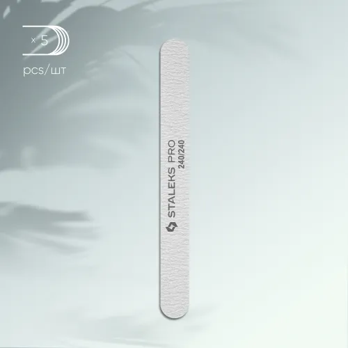 Mineral straight nail file Staleks SMART 240/240 grit (5 pcs.), set NFB-21/7