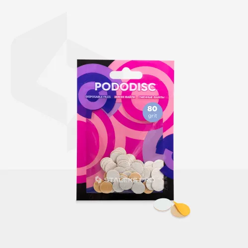 White refill pads for pedicure disc PODODISC STALEKS PRO XS 80 grit (50 pc) PDF-10-80w