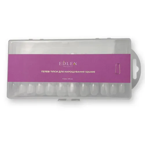 Гелевые типсы для наращивания Square Edlen (квадрат) 240 шт