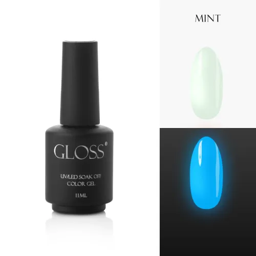 Luminescent gel polish GLOSS Mint Elf, 11 ml