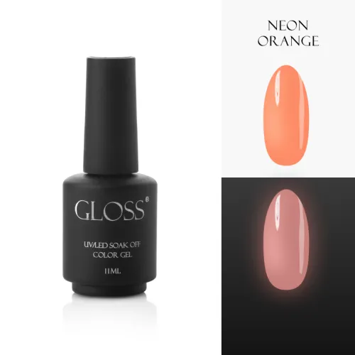 Luminescent gel polish GLOSS Neon Orange Elf, 11 ml