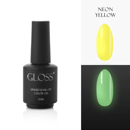 Luminescent gel polish GLOSS Neon Yellow Elf, 11 ml