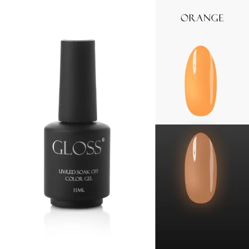 Luminescent gel polish GLOSS Orange Elf, 11 ml