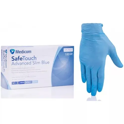 Hypoallergenic gloves SafeTouch Slim Blue Medicom, size S (50 pairs)