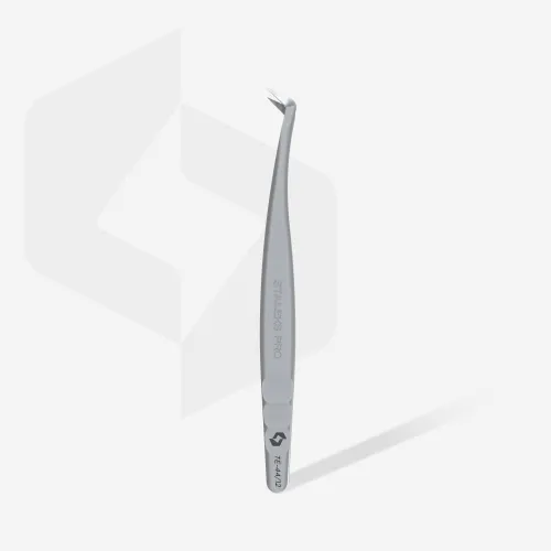 Пинцет профессиональный с насечками для ресниц EXPERT 44 TYPE 12 (L-образный, 65) Staleks Pro (TE-44/12) 