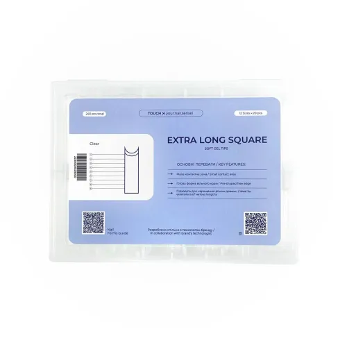 TOUCH Soft Gel Tips (240 pcs) Extra long Square