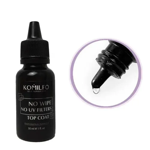 Komilfo No Wipe Top No Filters - top without a sticky layer without UV filters, 30 ml (barrel with spout)
