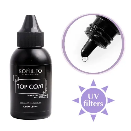 Komilfo Wipe Top - top for Gel Nail Polish with a sticky layer, 50 ml (barrel with spout)