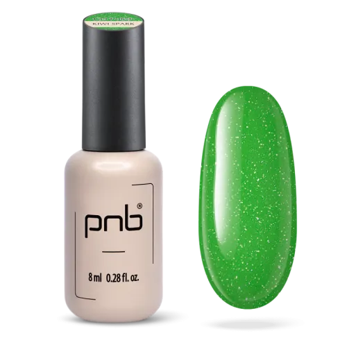 Gel nail polish Juicy Spark PNB, Kiwi Spark, 8 ml. 