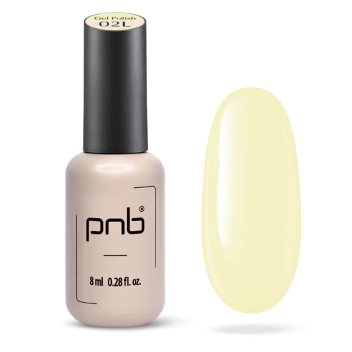 Gel nail polish PNB Butter yellow 02L (limited edition), 8 ml.