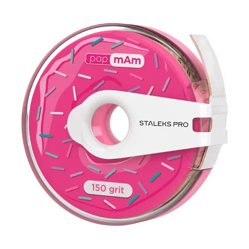 White disposable abrasive tape papmAm in a plastic case STALEKS PRO 150 grit ATC-150w