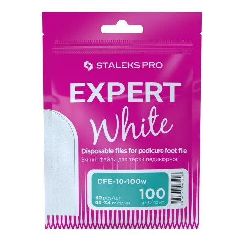 Белые сменные файлы для терки педикюрной Сталекс / Staleks EXPERT 10 100 грит (30 шт) DFE-10-100w