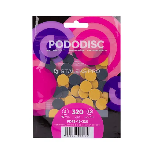 Disposable files on a soft base for pedicure disc PODODISC STALEKS PRO S 320 grit (50 pcs) PDFS-15-320