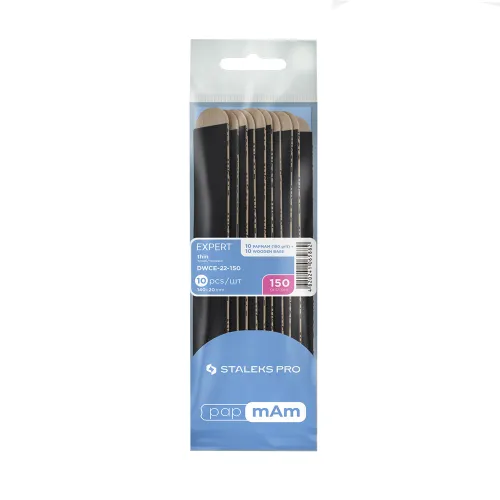 Disposable files papmAm on a wooden base Staleks EXPERT 22 150 grit (10 pcs.) DWCE-22-150