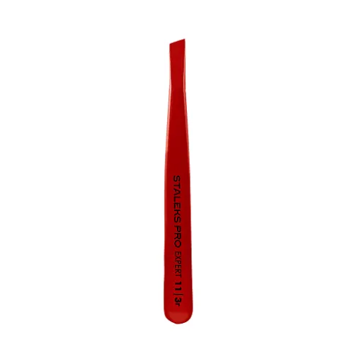 Eyebrow tweezers Staleks EXPERT 11 TYPE 3 (wide slant), red TE-11/3r