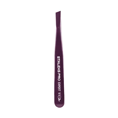 Eyebrow tweezers Staleks EXPERT 11 TYPE 3v (wide slant), violet TE-11/3v