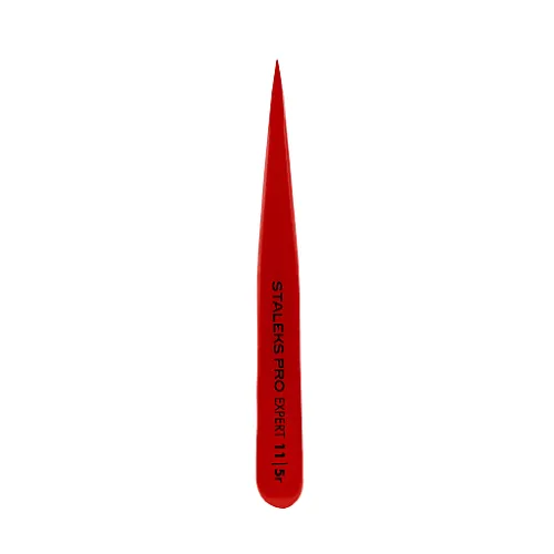 Eyebrow tweezers Staleks EXPERT 11 TYPE 5 (point), red TE-11/5r