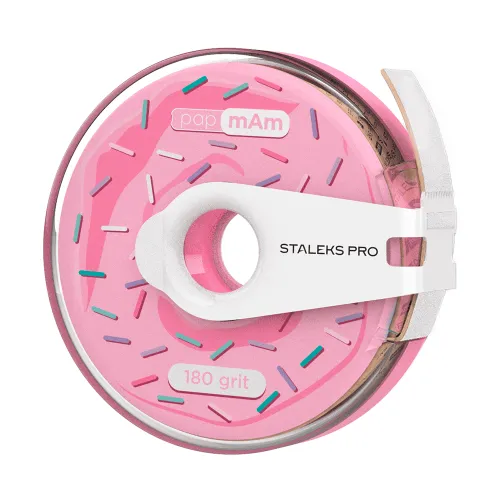 White disposable abrasive tape papmAm in a plastic case STALEKS PRO 180 grit ATC-180w
