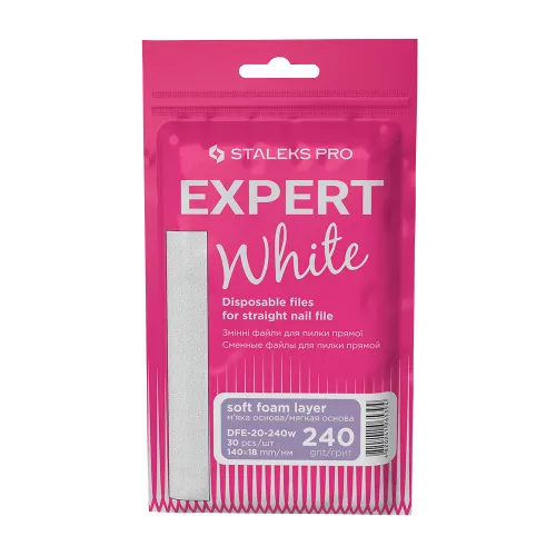 White disposable files for straight nail file (soft base) Staleks EXPERT 20 240 grit (30 pcs) DFE-20-240w