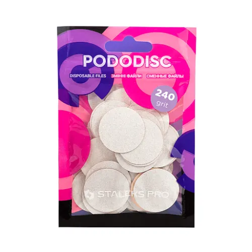 White refill pads for pedicure disc PODODISC STALEKS PRO L 240 grit (50 pc) PDF-25-240w