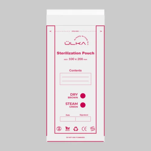 ÜLKA Kraft sterilization bags with class 4 indicator, 100 x 200 white (100 pcs)